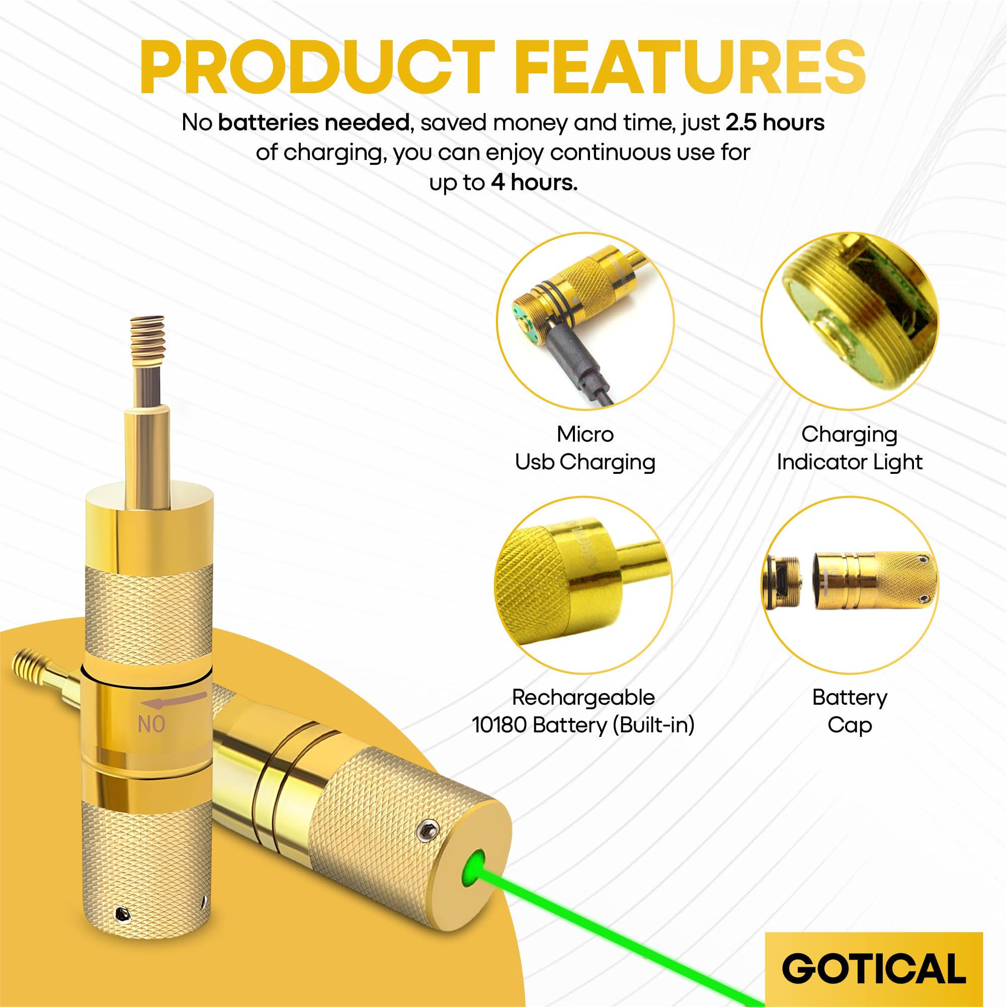 Gotical thread-on bore sight attaches to bolt end for quick setup.