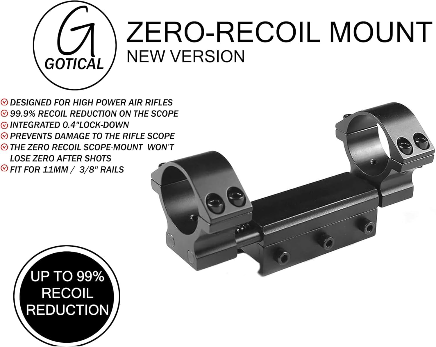 Gotical zero recoil sight system protects your scope from recoil.