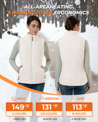 GOTOBI fuzzy fleece heated vest back view highlighting back heating zone for consistent warmth