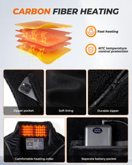 Gotobi fuzzy fleece heated vest chest heating area for core comfort