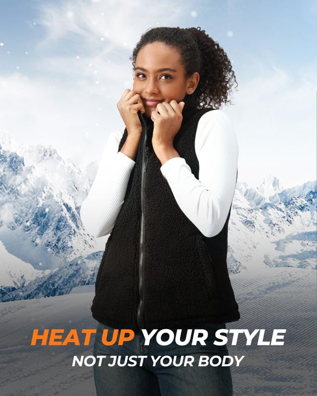 Gotobi fleece heated vest with external zip pockets for hands-free warmth