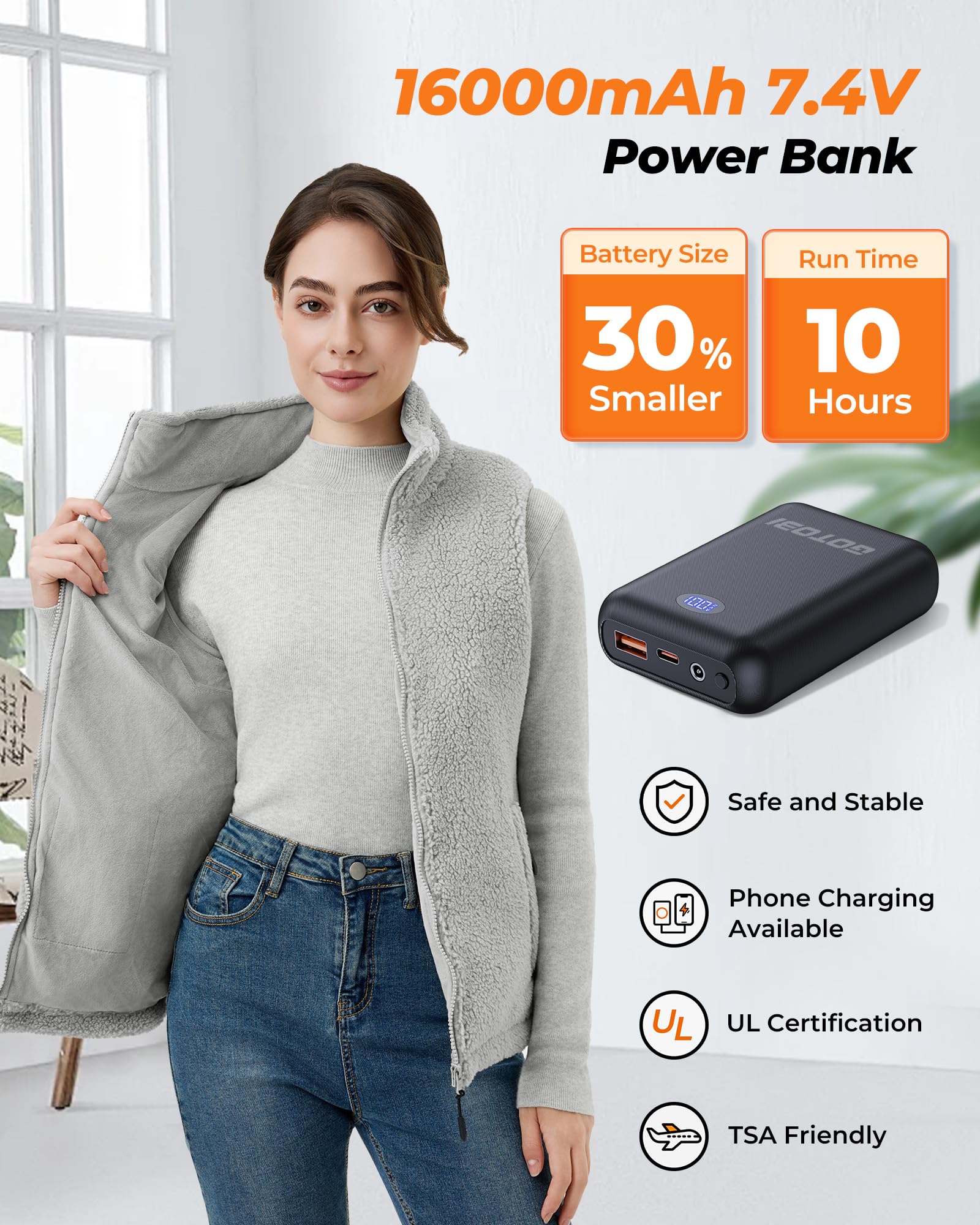 GOTOBI Vest with digital display and buttons for easy temperature control