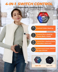 GOTOBI heated vest collar heating close-up showing neck warmth control and quick adjustability