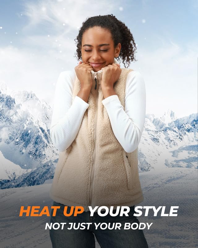 GOTOBI woman wearing heated vest during an outdoor walk for real-world warmth.