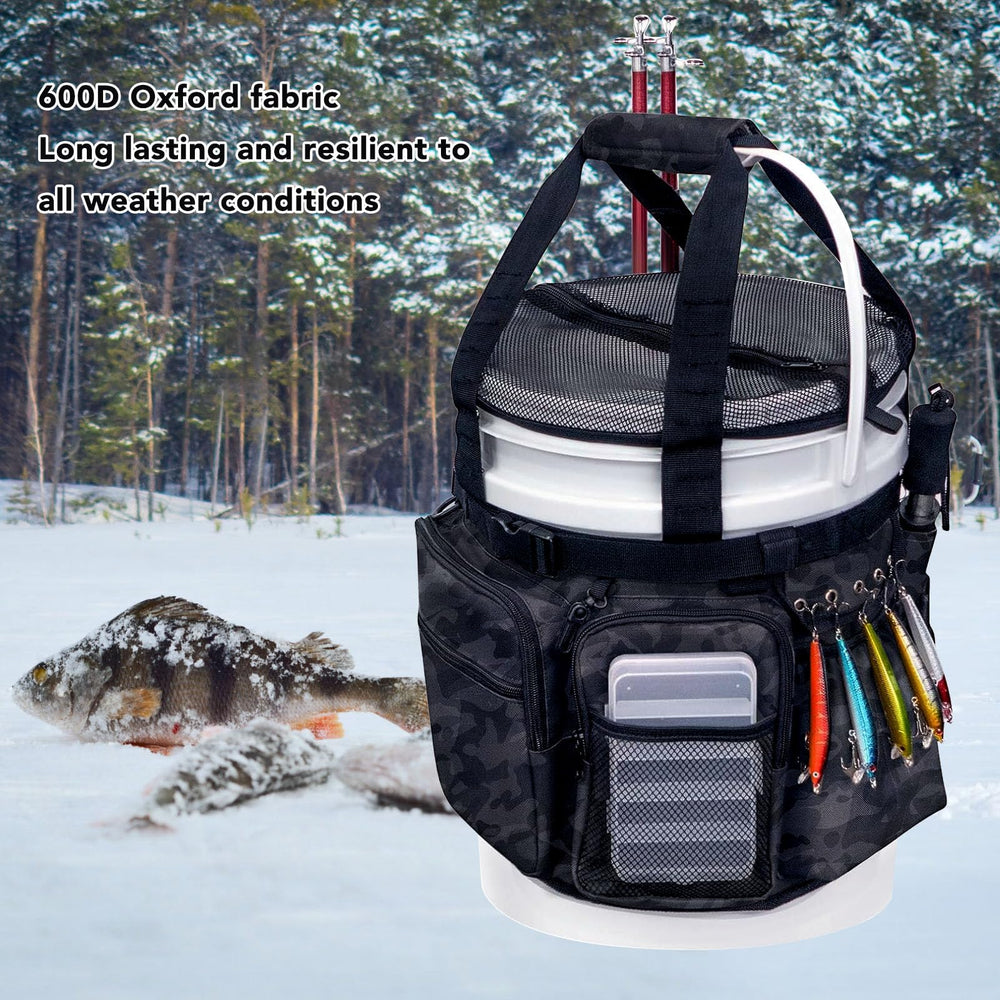 GOTOTOP organizer with multiple pockets keeps tackle neatly arranged.