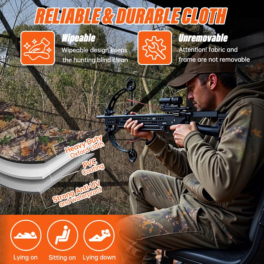 GOTRUTH hunting blind features noise-free windows for stealthy stalking.