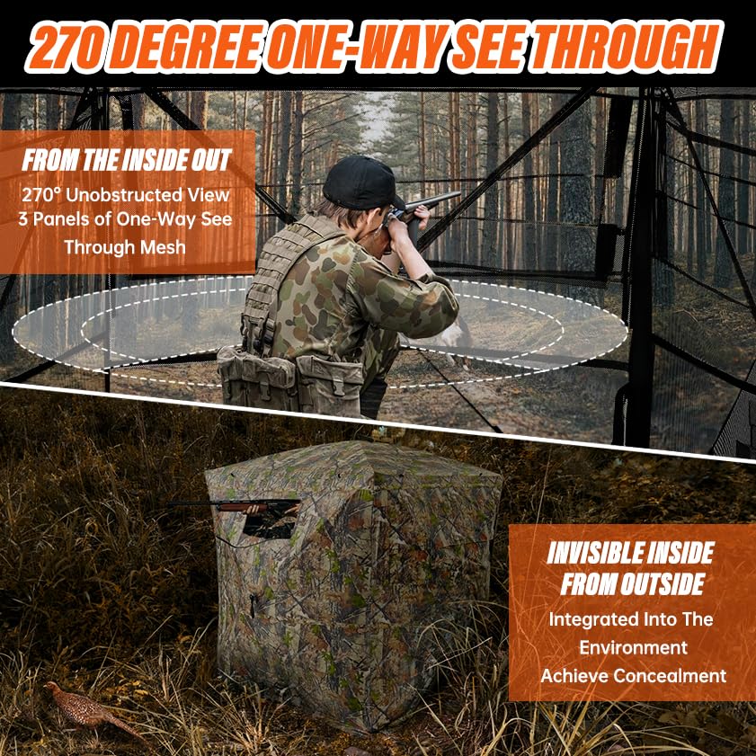 GOTRUTH hunting blind spacious interior fits 3-4 hunters and gear.