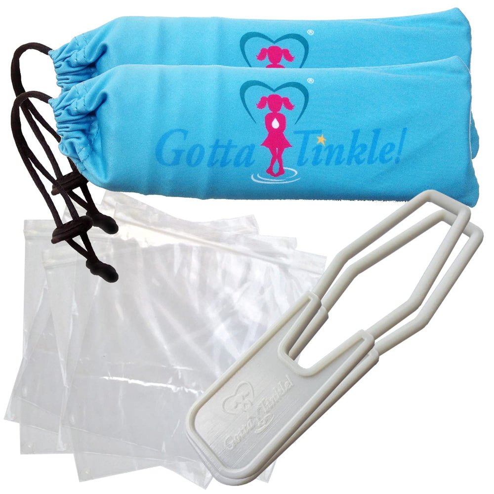 Gotta Tinkle! teal FUD in packaging, compact travel-ready design for discreet use on the go.