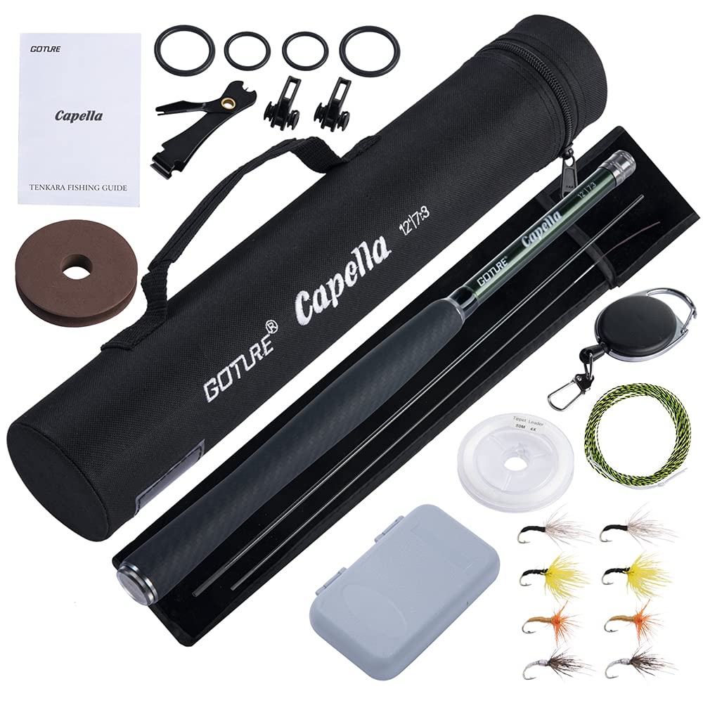 Goture 12ft Tenkara Rod Kit assembled with travel case