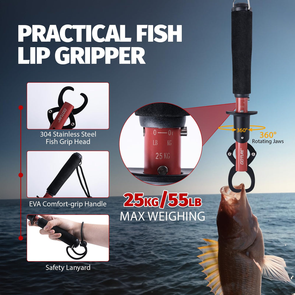 Goture 12inch fish grabber stainless steel with secure grip for confident landings.
