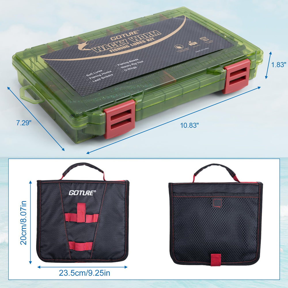 Goture 3600 tackle box with removable dividers and lid ruler for on-site planning.