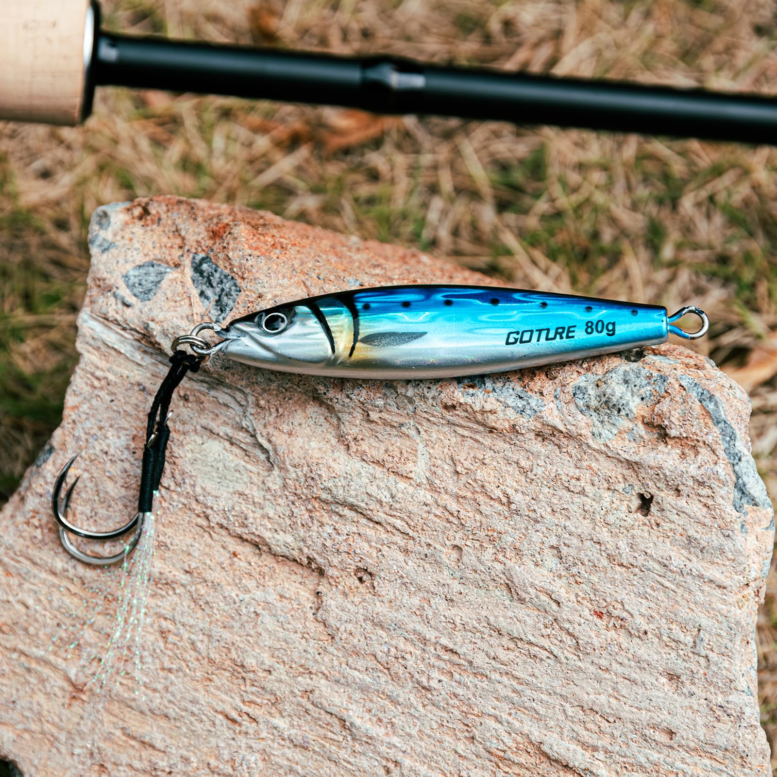 Goture 3D eyes and color finish entice predatory fish with lifelike reflections.