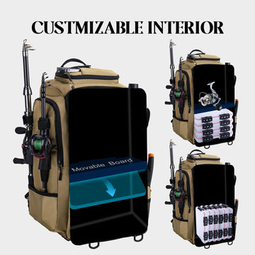 Goture backpack left side with straps secures bulky items during transit.