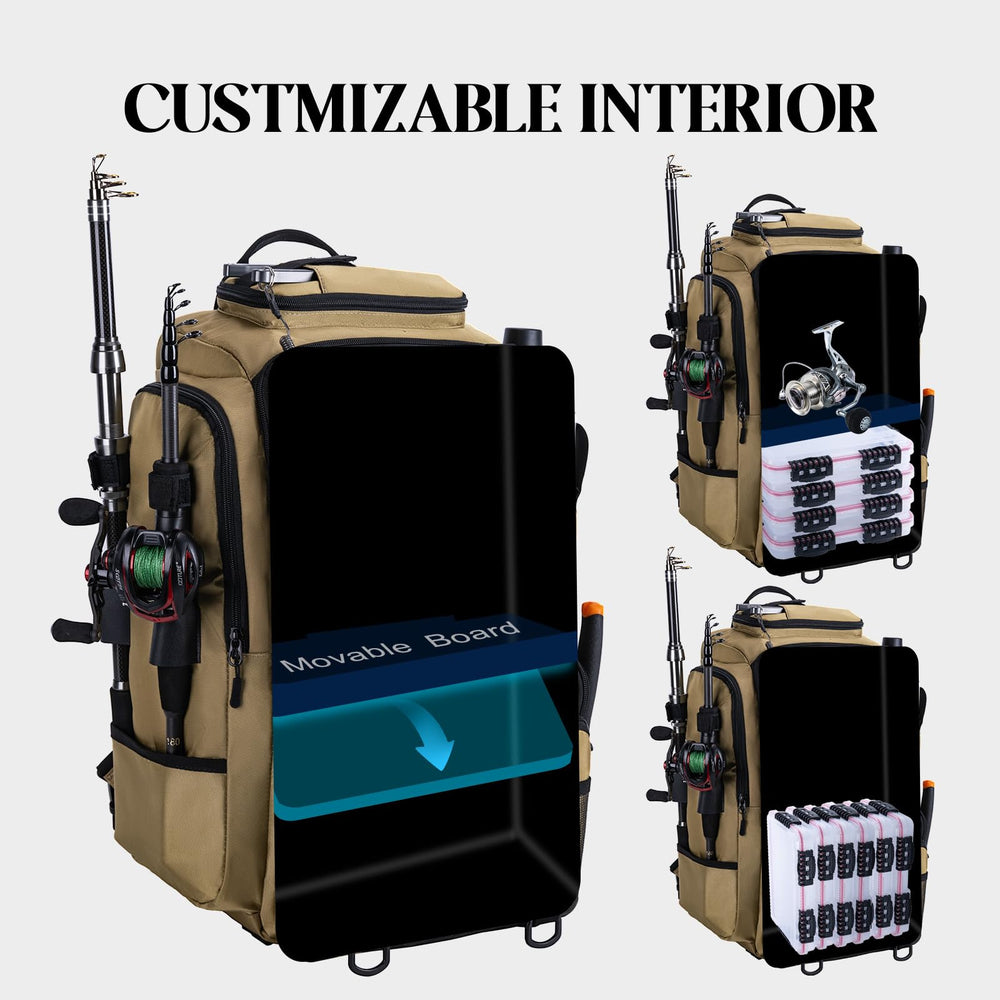 Goture backpack left side with straps secures bulky items during transit.