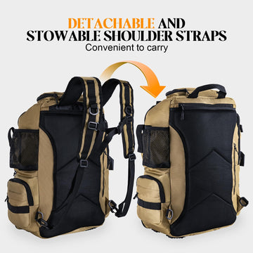Goture 40L backpack padded shoulder straps offer breathable comfort and stability.