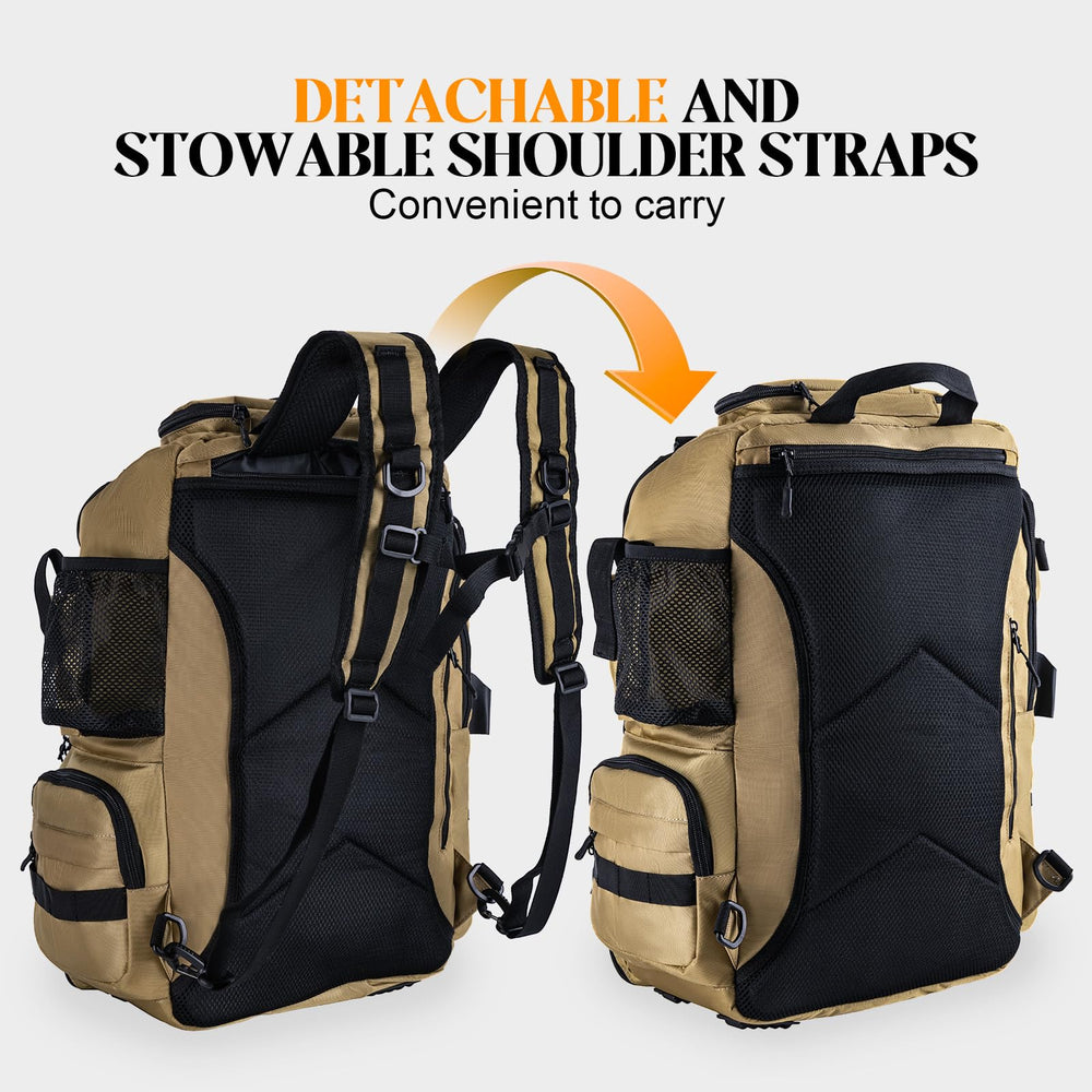 Goture 40L backpack padded shoulder straps offer breathable comfort and stability.