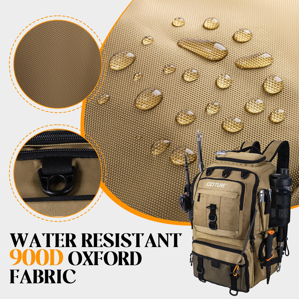 Goture 40L backpack right side features water bottle pouch for quick hydration.