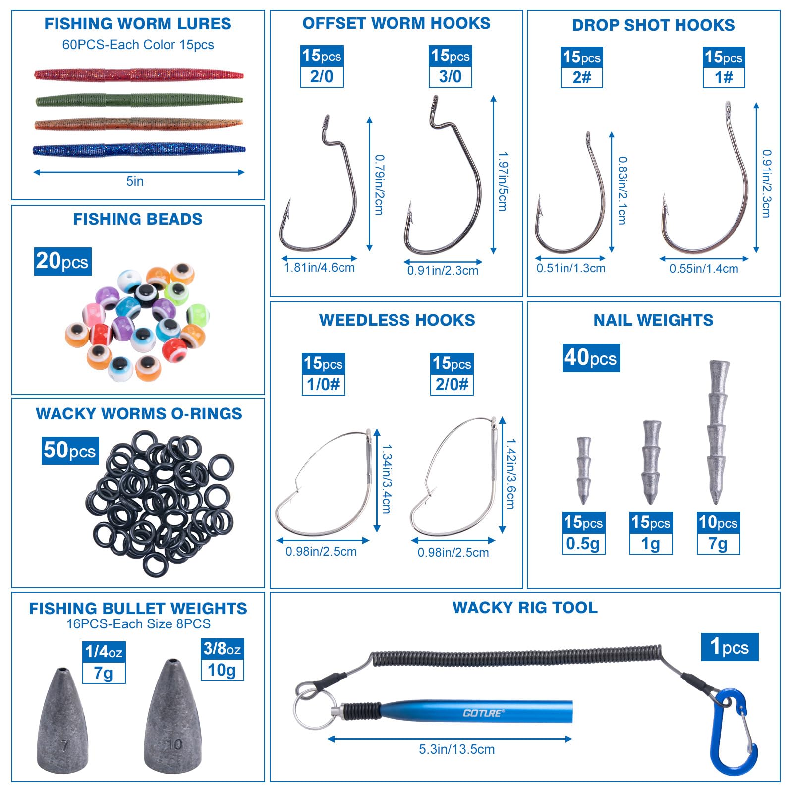 Goture 5-inch soft plastic worms with glitter for realistic action