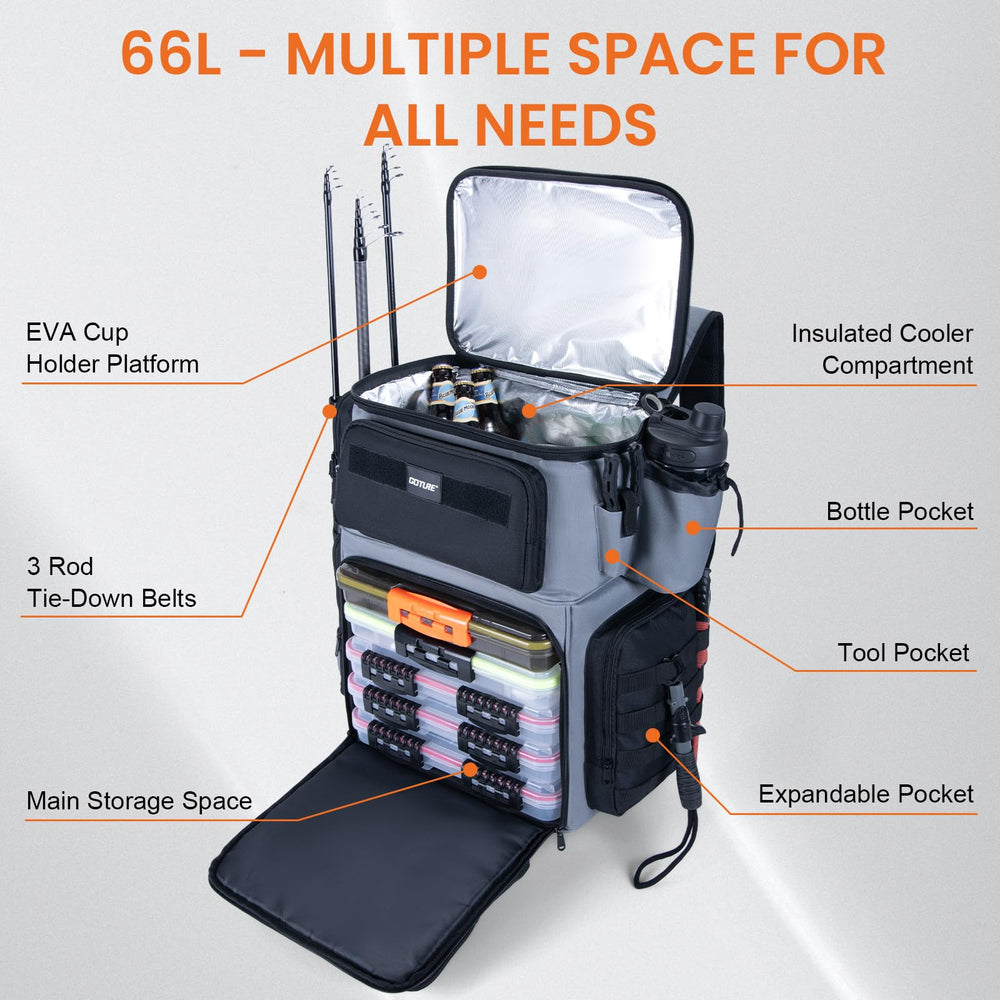 Goture 66L cooler compartment inside keeps drinks and bait cool on hot days