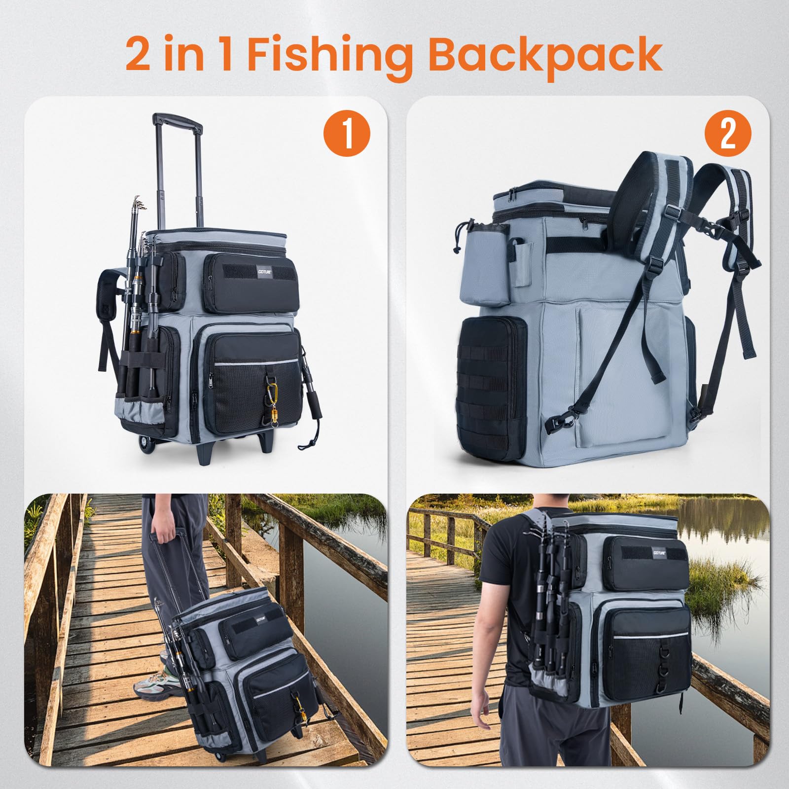 Goture 66L rod holders and secure straps prevent gear loss during moves