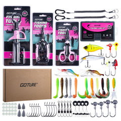 Goture 6PCS pink fishing tool kit with fish gripper for safer landings.