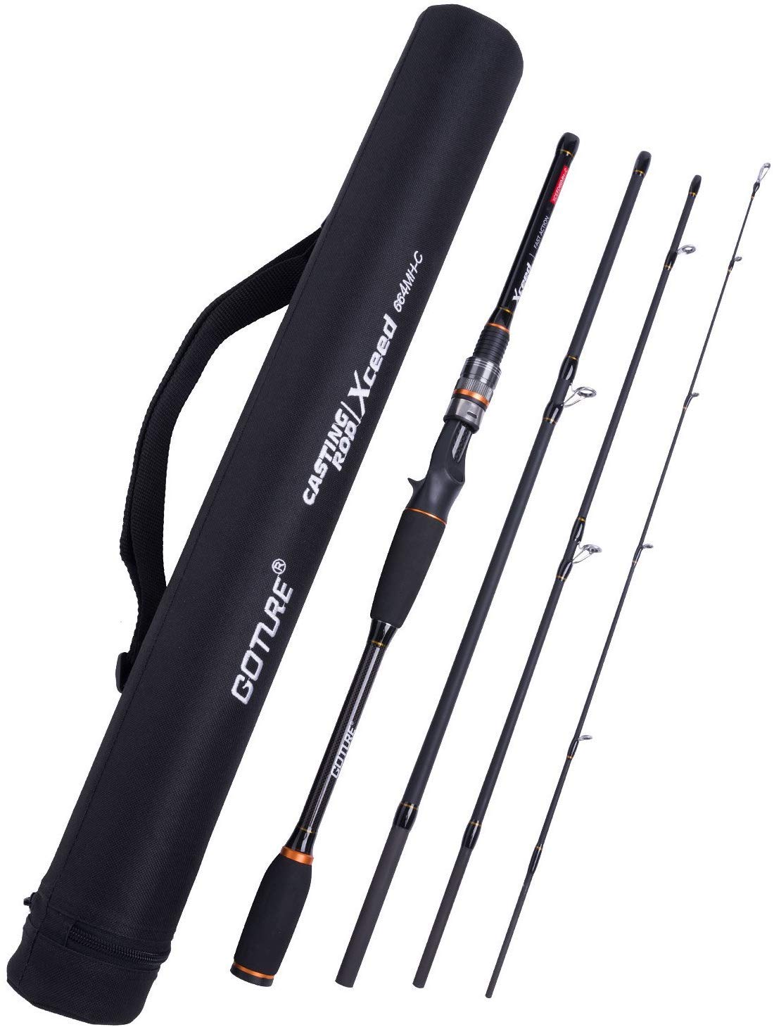 Goture baitcasting rod 8ft 4pc assembled offers lightweight power for long casting sessions.