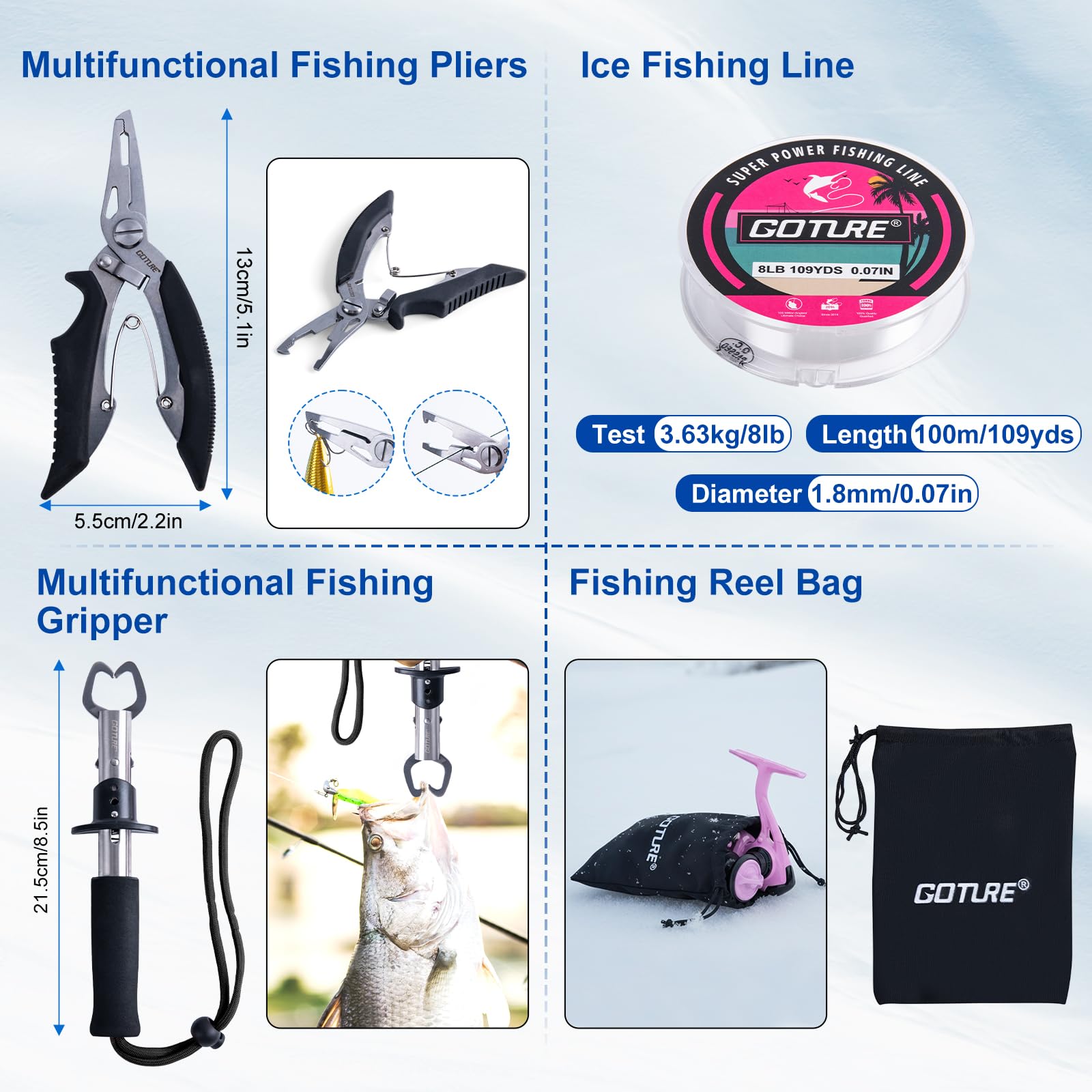 Goture carry bag splash-resistant and organized for ice trips
