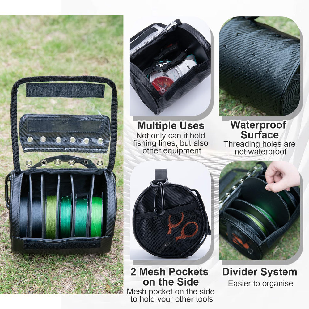 Goture clear view window fishing line case lets you identify lines at a glance.