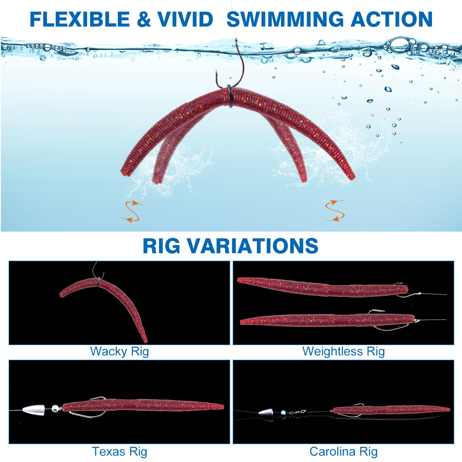Goture drop shot hooks in two sizes for precise depth control.