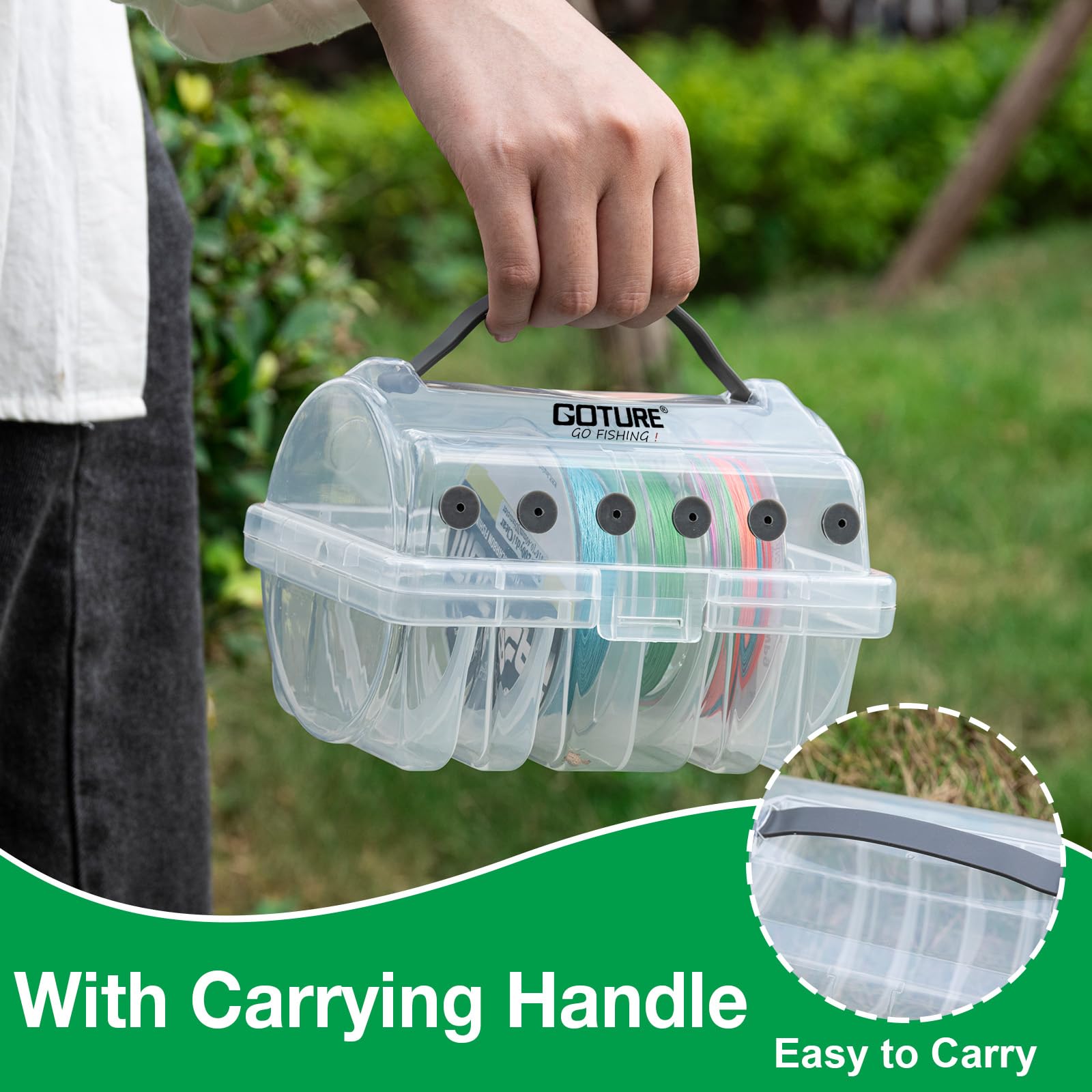 Clear visibility design of Goture fishing line organizer
