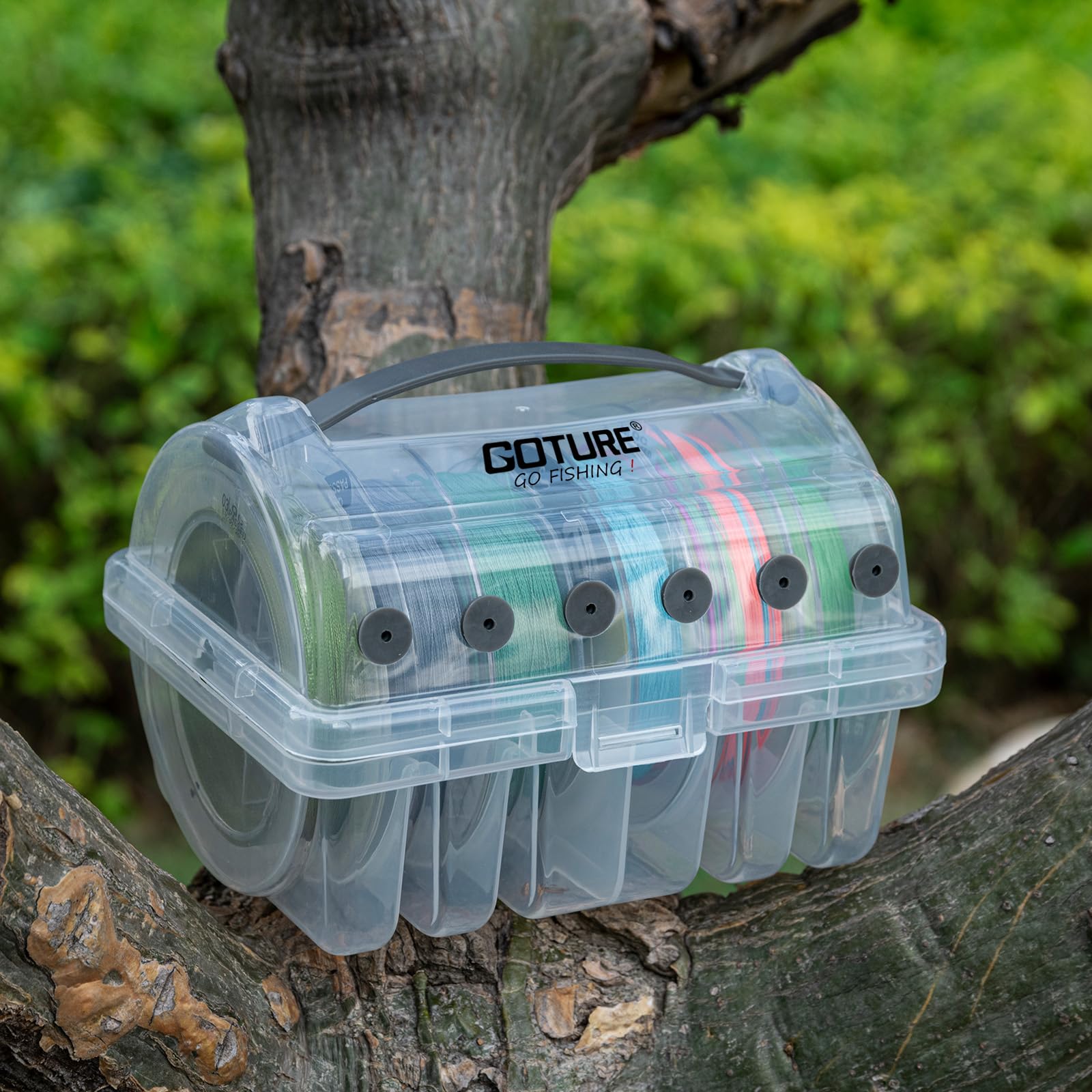 Neat and organized fishing lines stored in Goture 6-slot organizer
