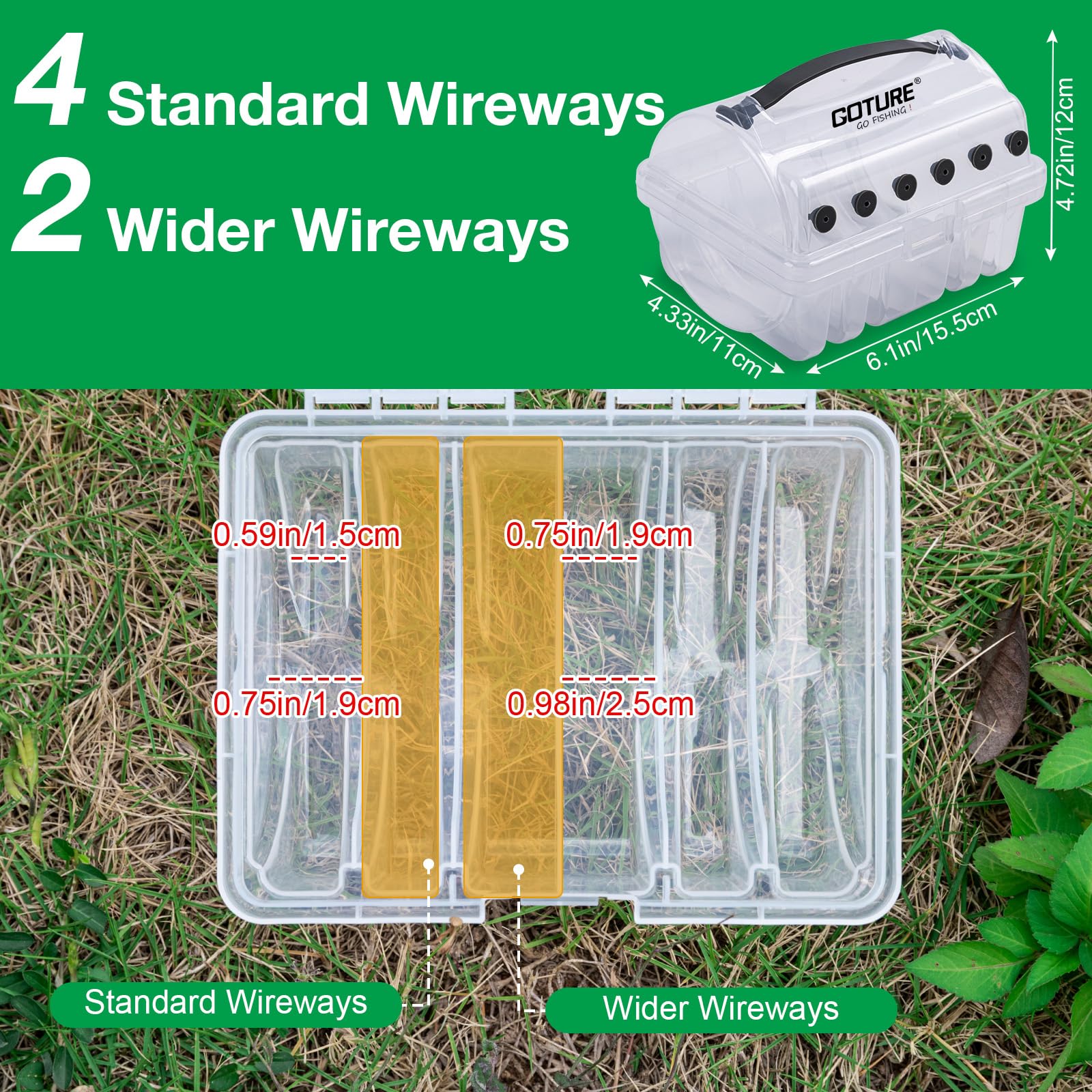 Top view of Goture PP clear fishing line spool box