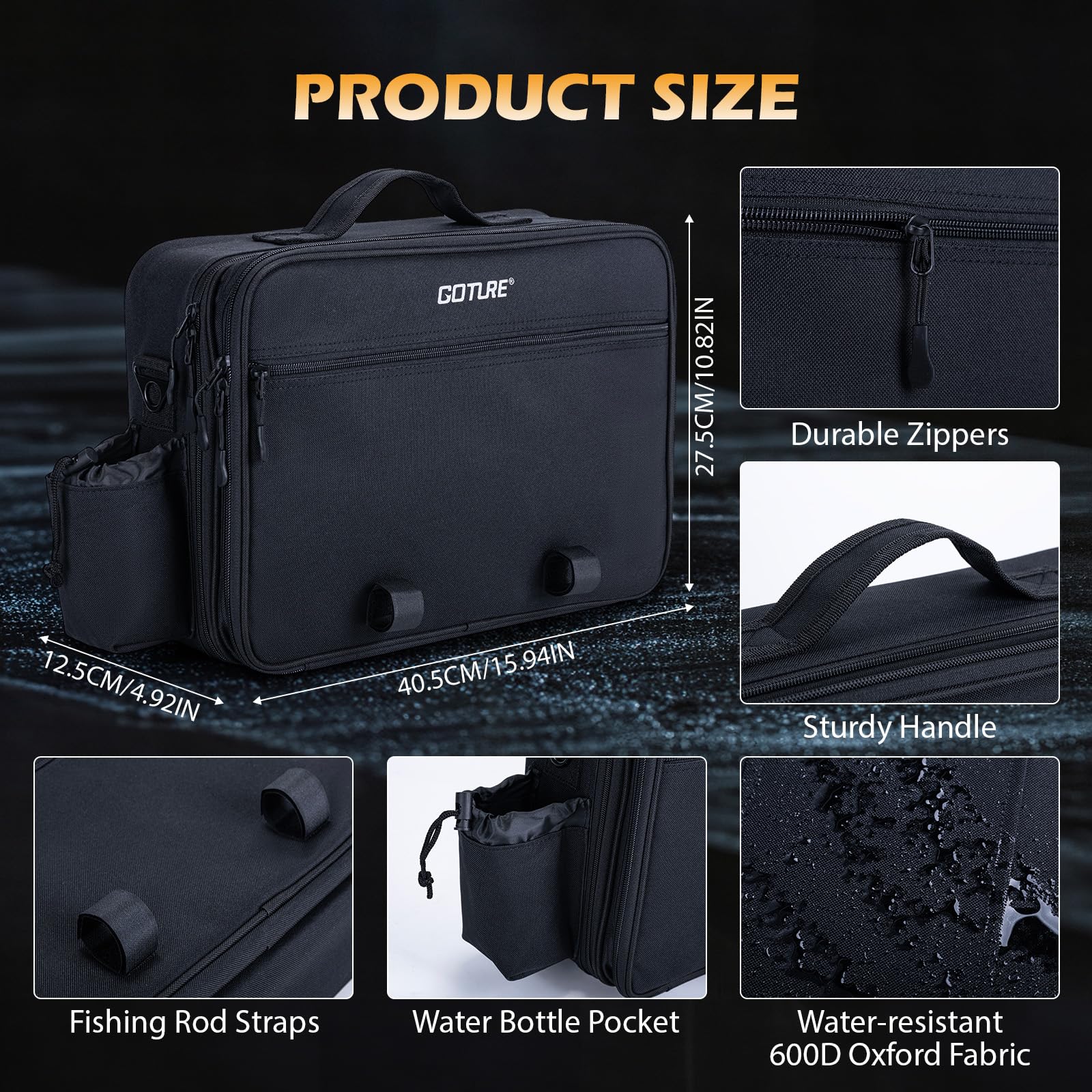 Goture bag with removable dividers lets you customize tackle slots.