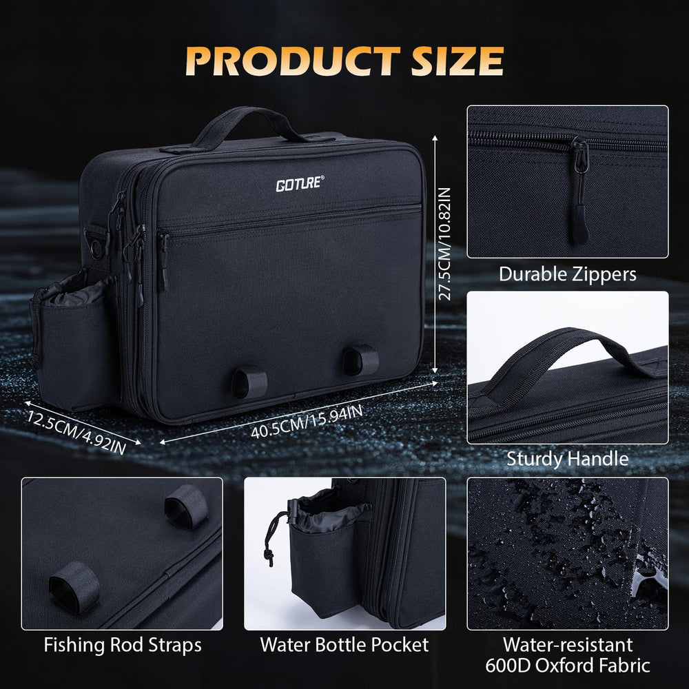 Goture bag with removable dividers lets you customize tackle slots.