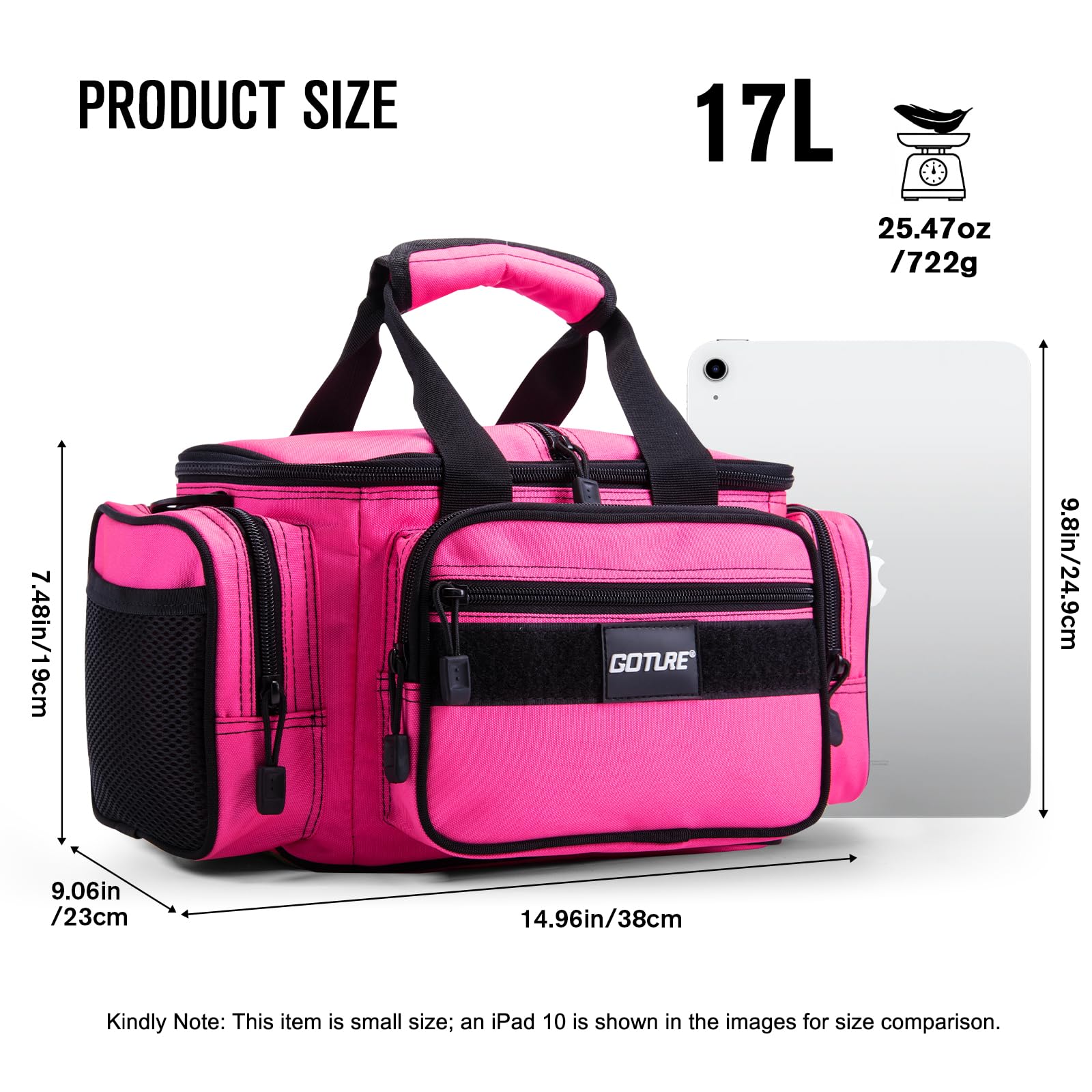 Goture fishing tackle bag shoulder strap comfortable and adjustable.