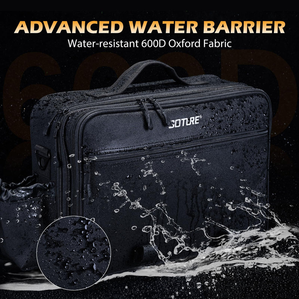 Goture bag side bottle pocket and dual carry straps simplify transport.
