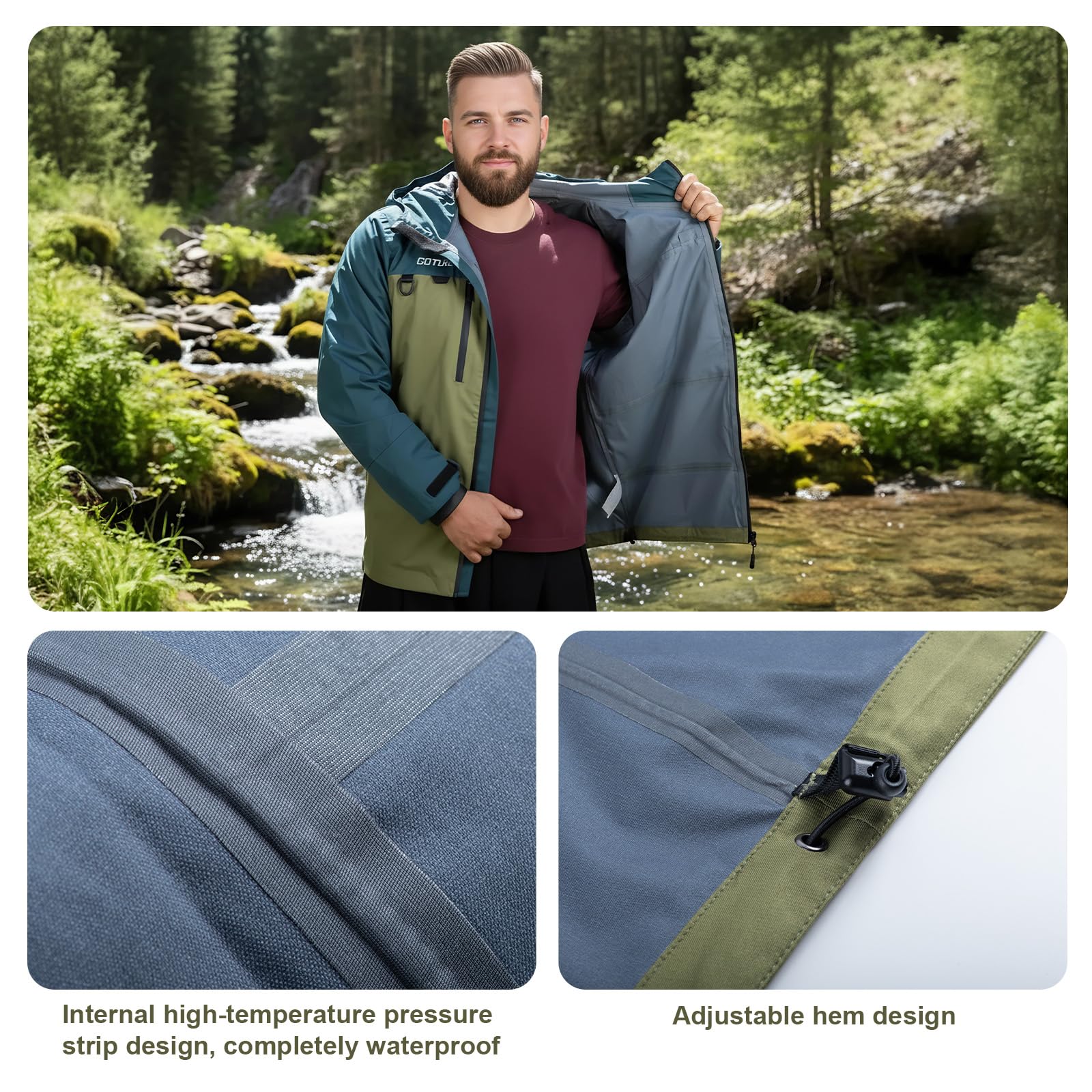 Goture fishing wading jacket hand warmer pockets provide warmth and storage