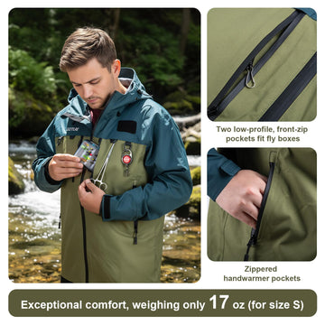Goture fishing wading jacket hood drawcord seals out wind for a snug fit