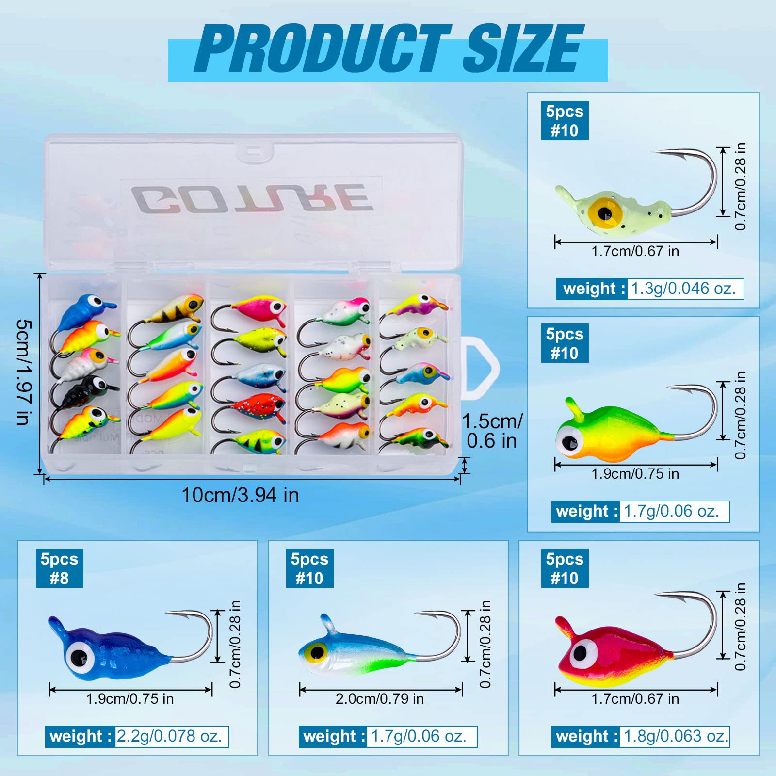 Glow-in-the-dark luminous ice fishing jigs