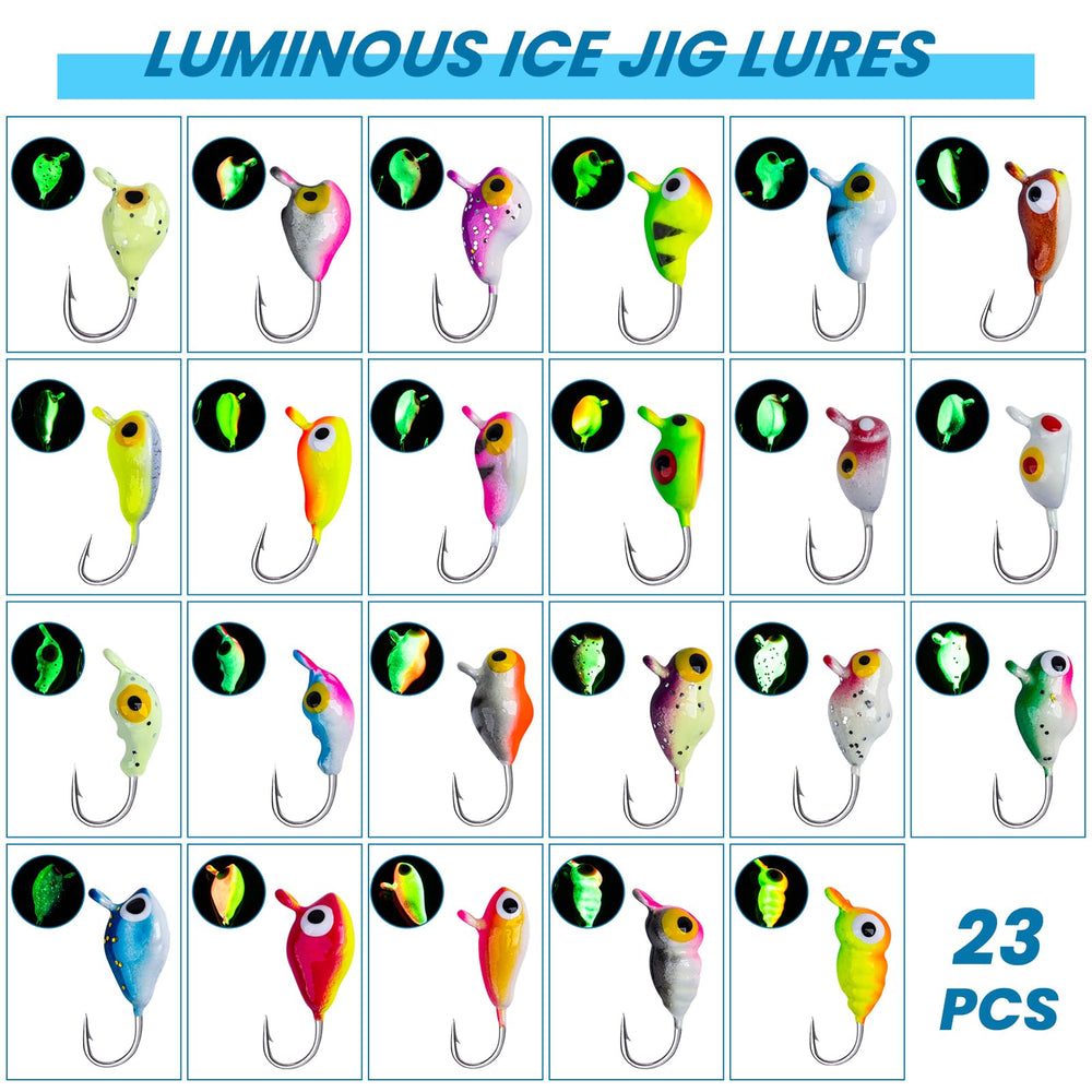Lifelike ice fishing lure with 3D eyes and flash surface