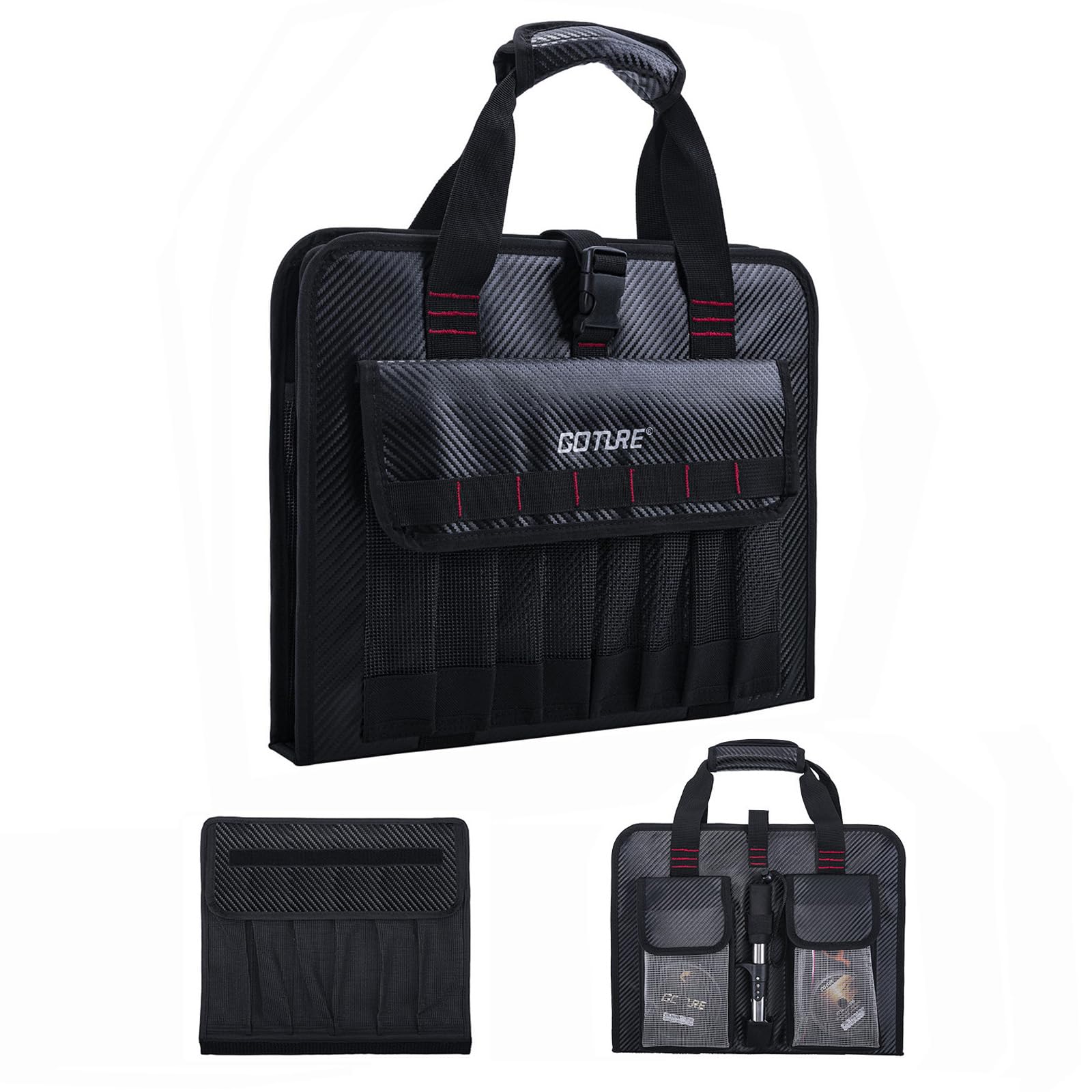 Back view with external pockets on Goture jig bag