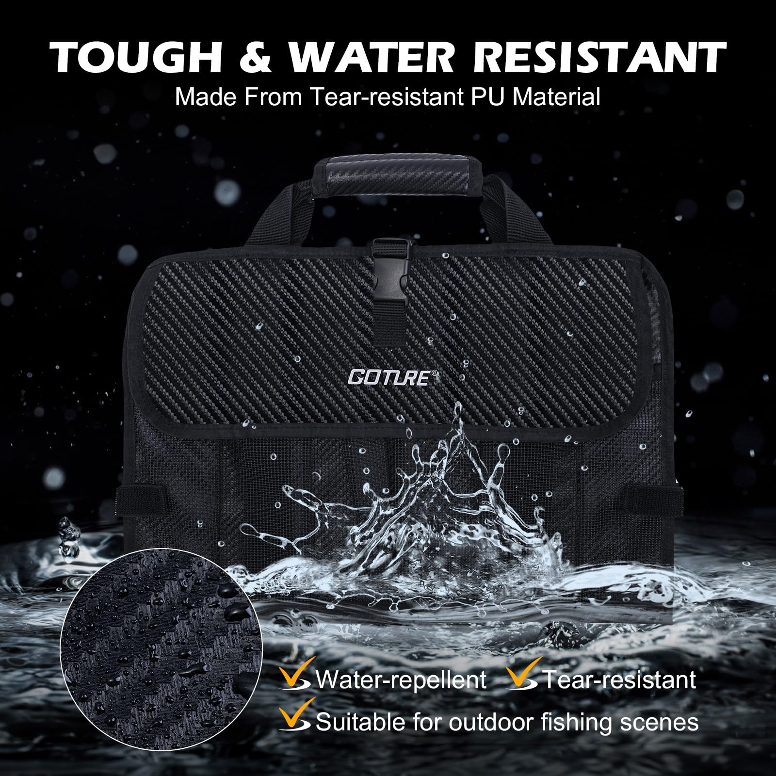 Goture Jig Bag hook-and-loop closure enables quick, secure access.