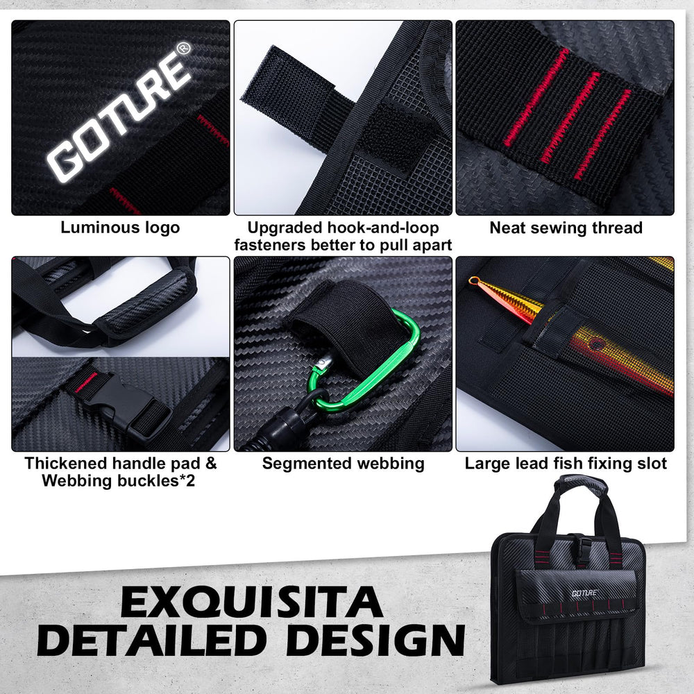 Inside mesh pockets for lures and hooks