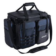 Goture large tackle bag front view shows rugged 1800D fabric for durability.