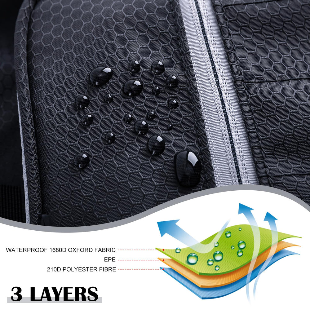 Goture large tackle bag open view reveals spacious main compartment for trays.