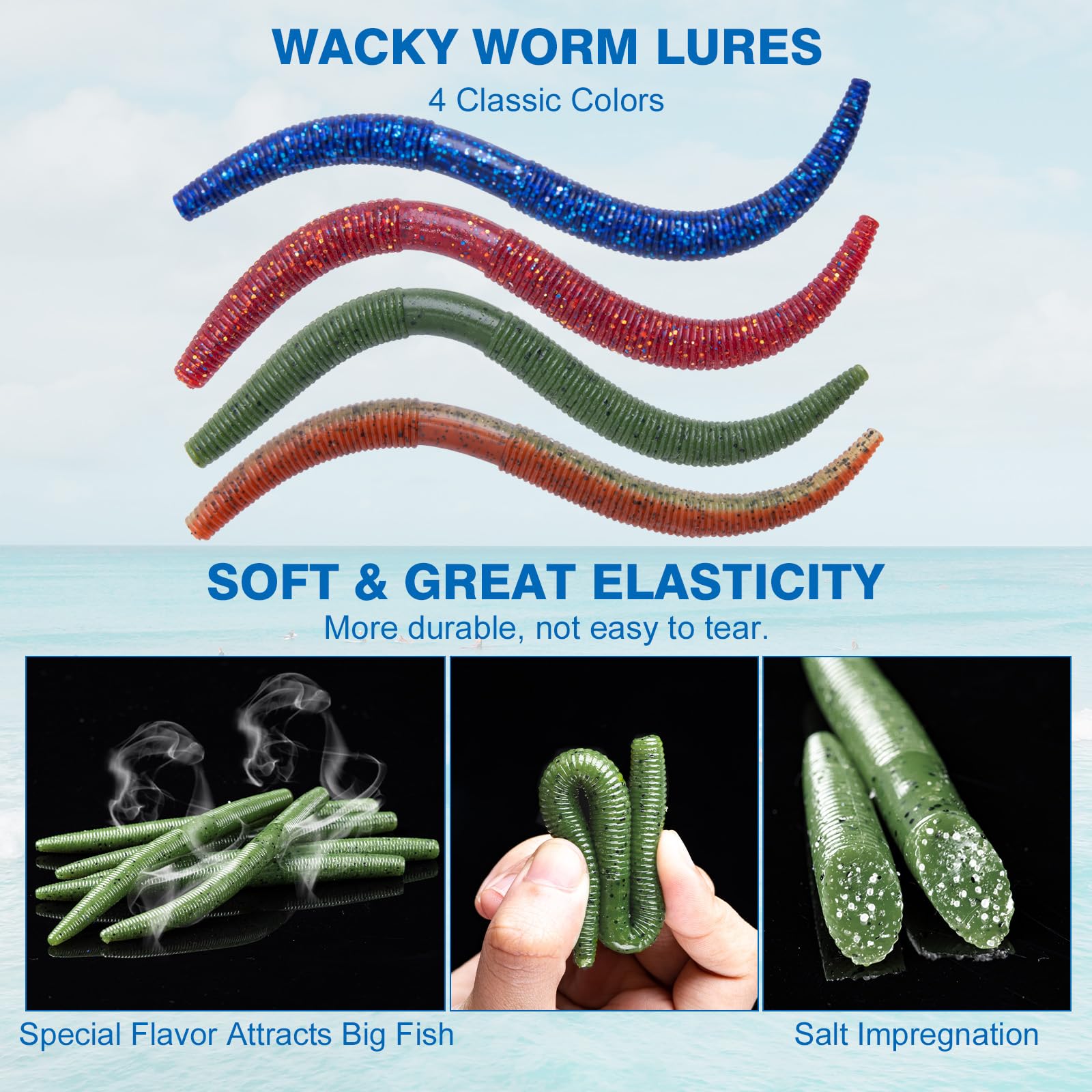 Goture offset worm hooks in two sizes for versatile rig options.