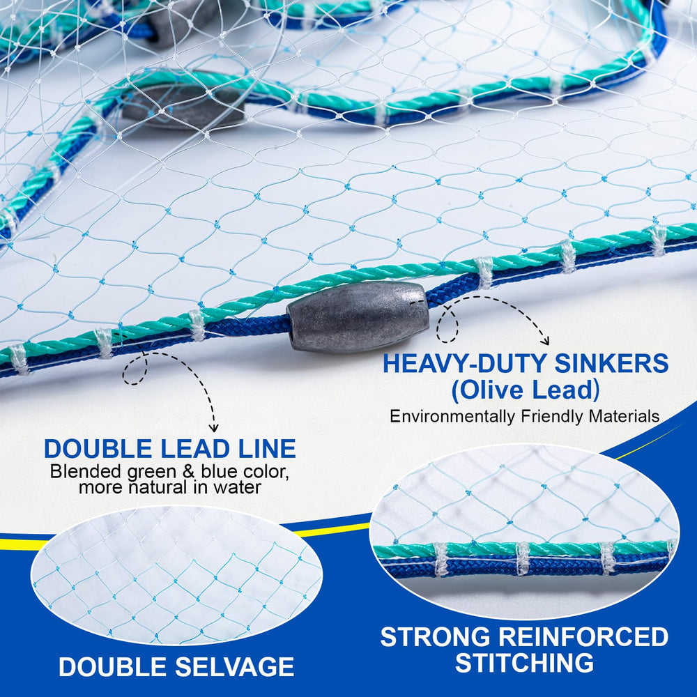 Olive lead sinkers balanced for deployment on Goture cast net