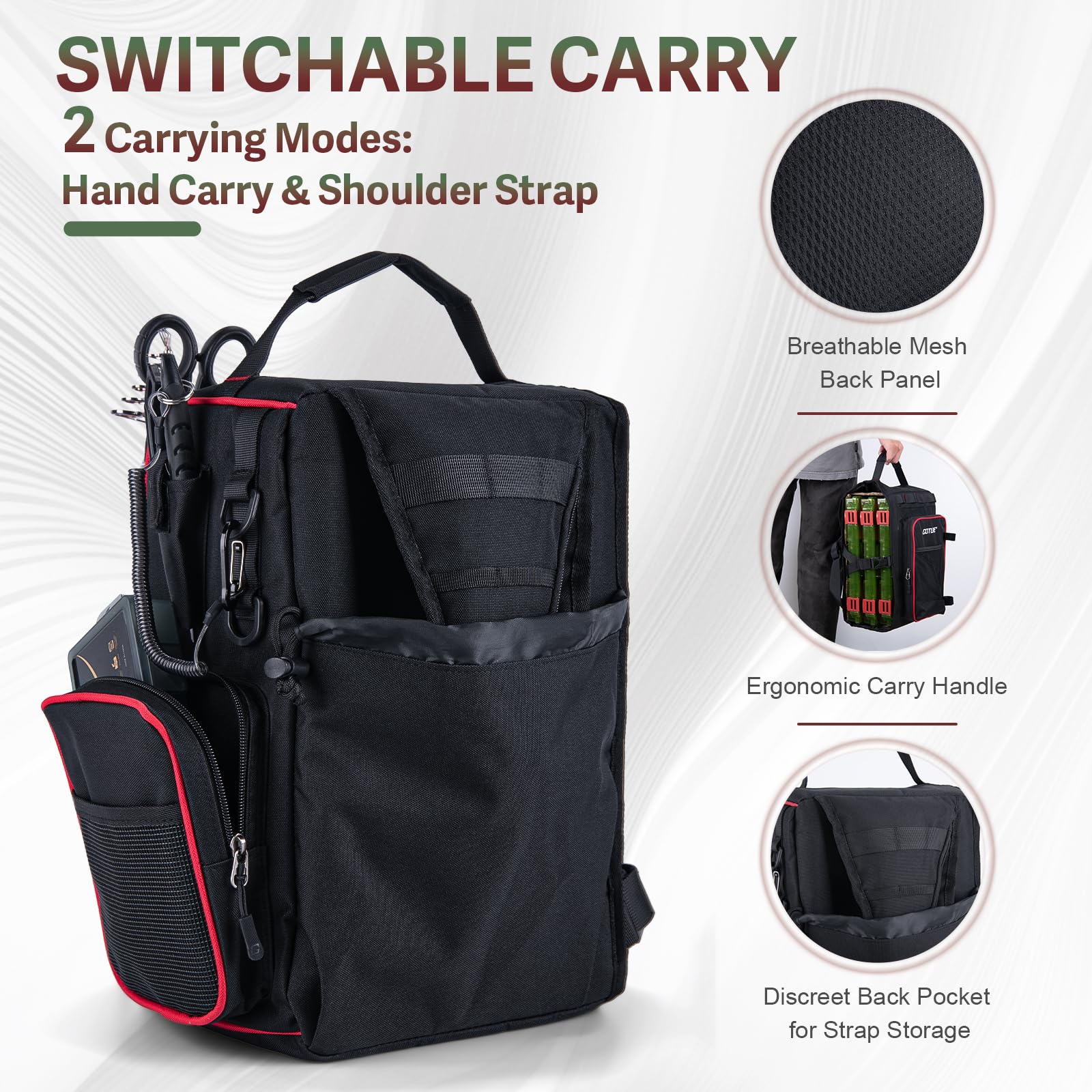 Goture OpenSide bag front pockets organize lures and small items quickly