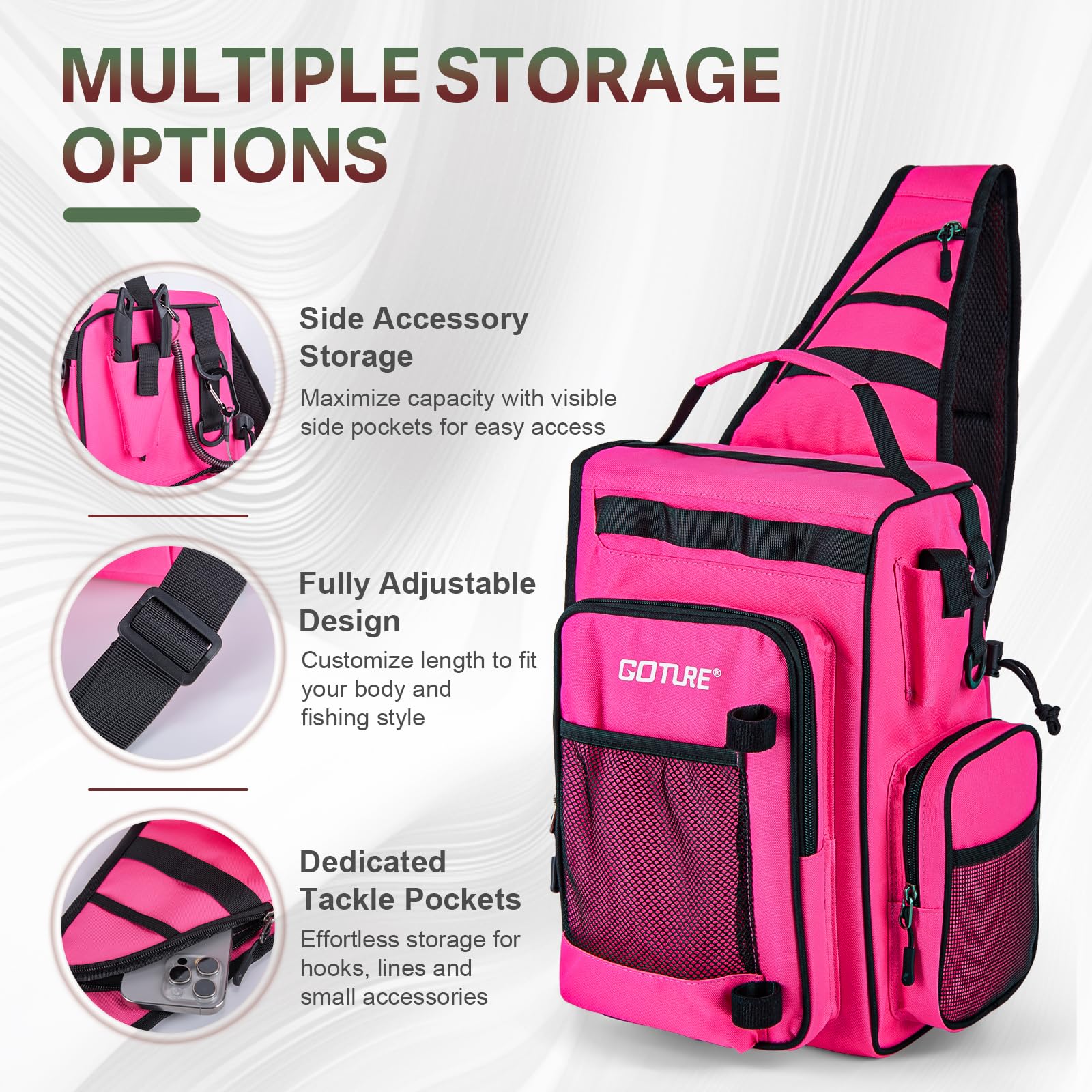 Breathable padded shoulder strap on Goture OpenSide bag