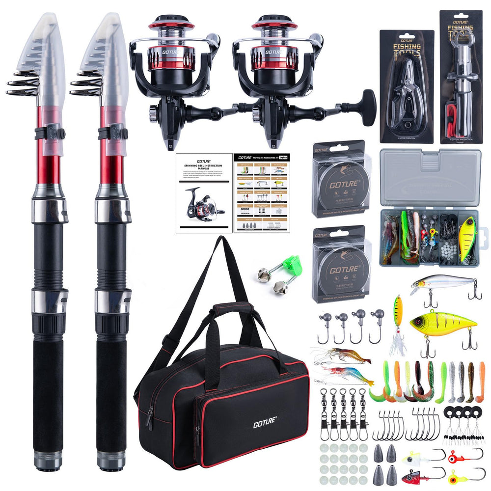 Goture telescopic rod extended length shows portable travel-friendly design for saltwater and freshwater use.